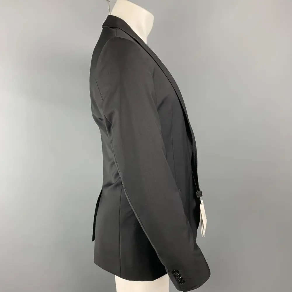 D&G by DOLCE & GABBANA 36 R Black Solid Wool Notch Lapel Sport Coat